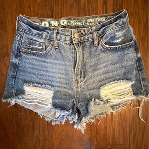 Denim High-Rise Distressed Shorts